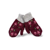 burgundy wool embroidered mittens