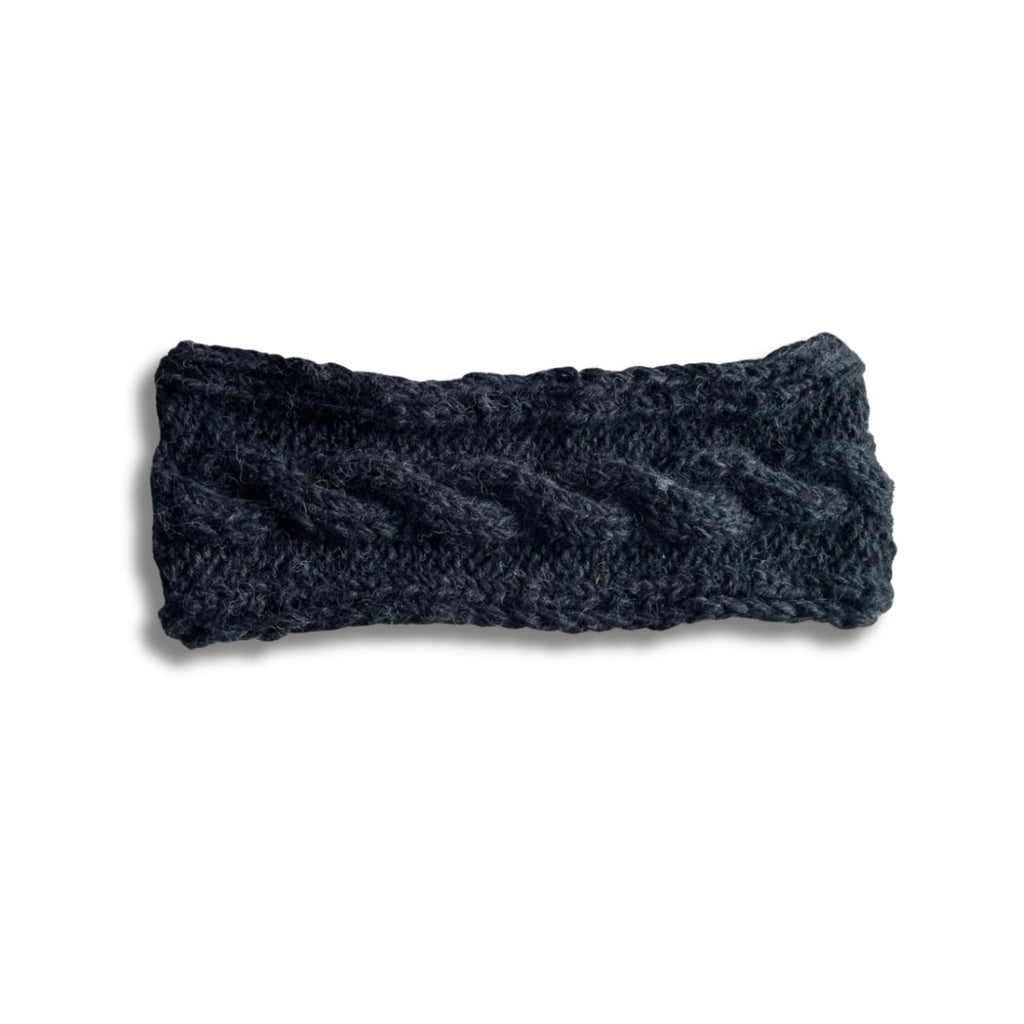 charcoal hand knitted wool headband
