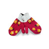 coral embroidered wool mittens