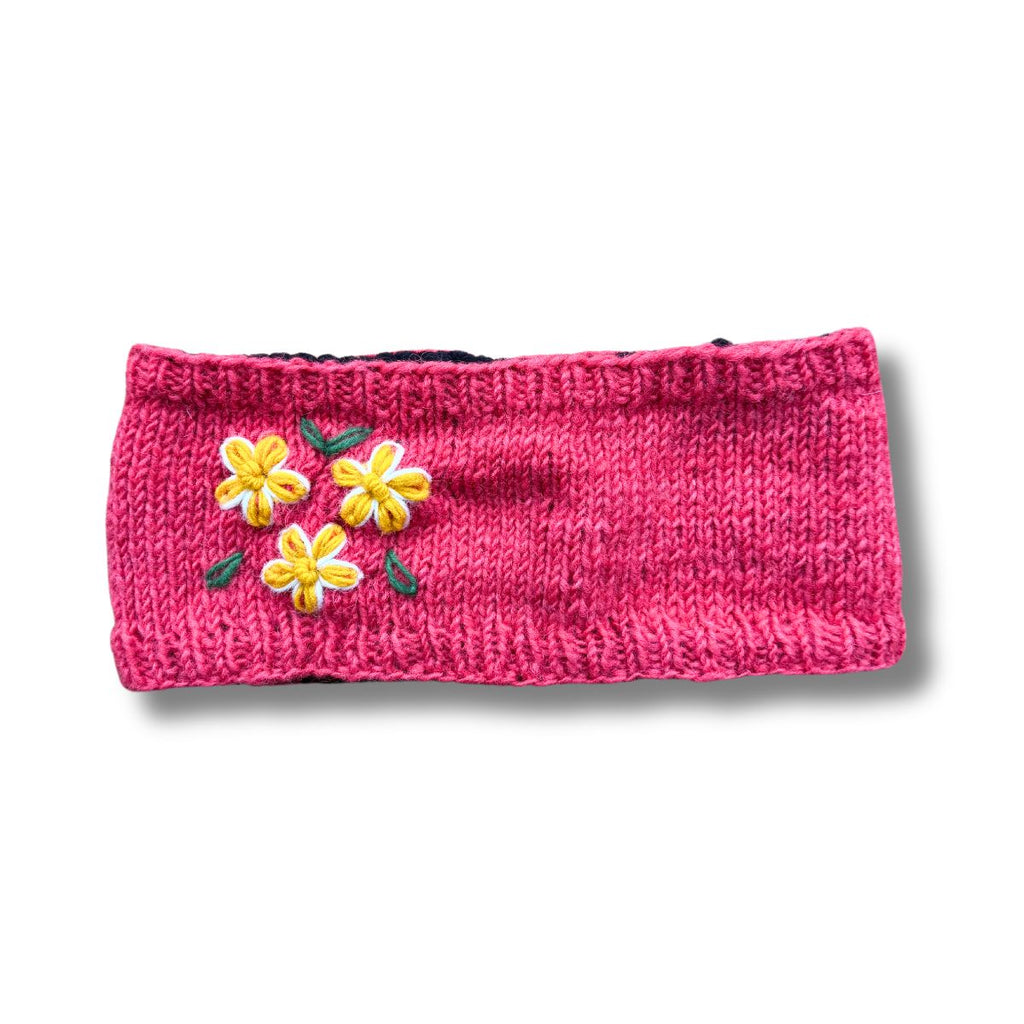 coral pink knitted wool headband