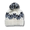 cream wool bobble hat with knitted rams