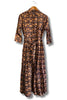 dark blue block print cotton dress
