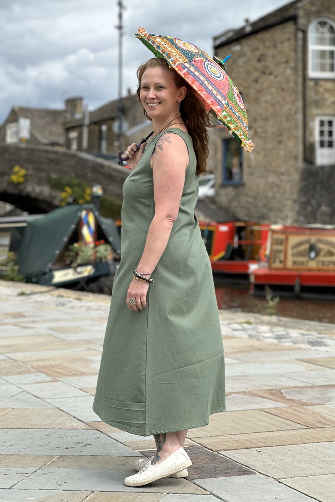 fairly traded natural flax dress