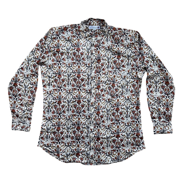 floral hand print cotton grandad shirt