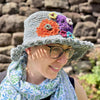 turquoise flower hemp sun hat
