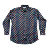 navy blue floral print men's cotton shirt