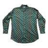 floral green block print men's cotton shirt