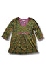 pin tuck block print cotton top