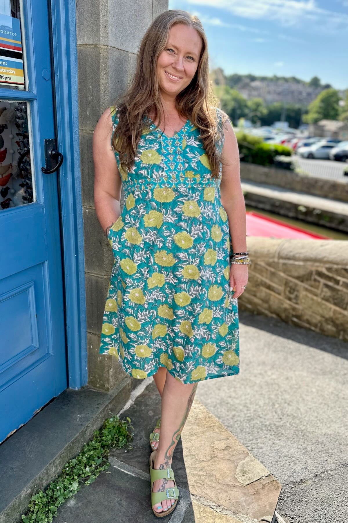 Block Print Cotton Summer Dress | Sleeveless Mid Length Printed Dress From The Source Block Print Cotton Summer Dress | Sleeveless Mid Length Printed Dress From The Source