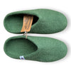 green mule style wool felt slippers