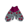 grey embroidered knitted wool mittens