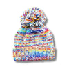 rainbow mix grey women's bobble hat
