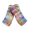 hand knit rainbow mix wool fingerless gloves
