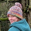 natural wool bobble hat mulit colour