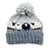 grey sheep design hand knitted bobble hat