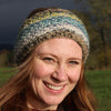hand knitted blue & green wool headband