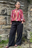 red ikat women's formal blouse