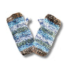 blue green abstract knit wool wrist warmers