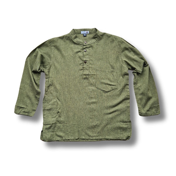 khaki cotton men's grandad shirt