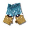 hand knitted khaki sheep wrist warmers