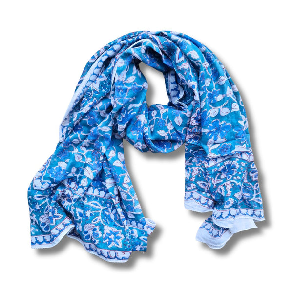 block printed cotton scarf or sarong from India