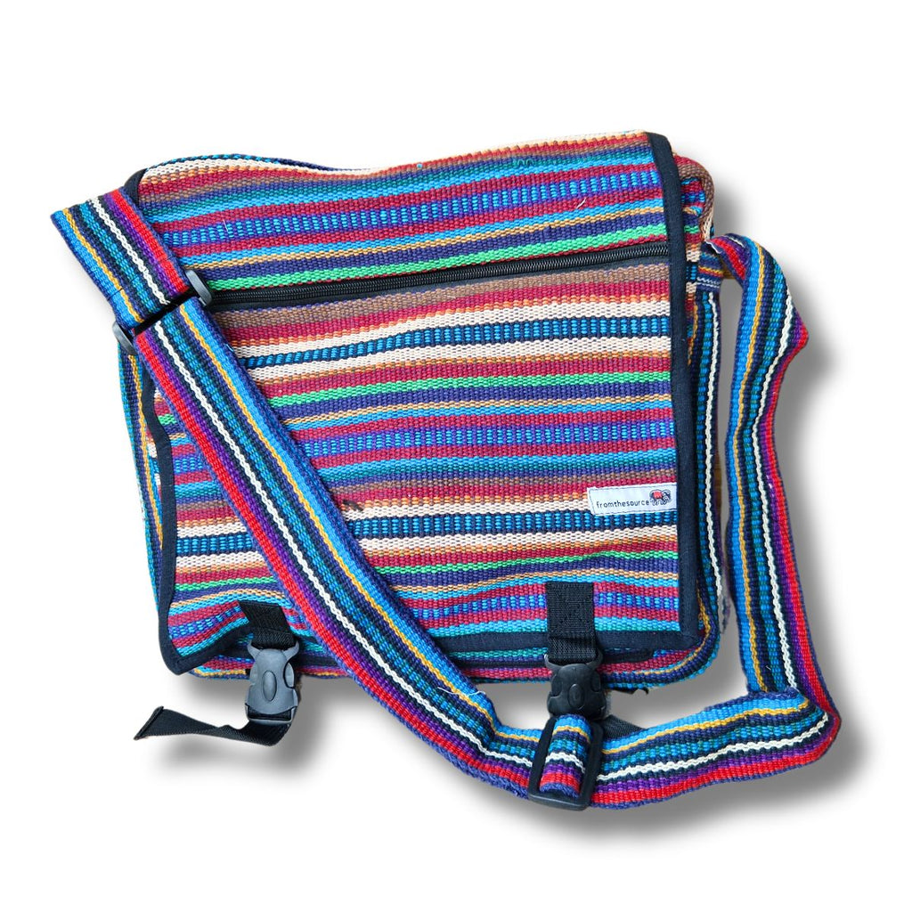 striped large fair trade shoulder bag