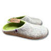 grey and light green two tone felt slippers
