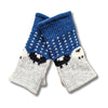 grey hand knitted sheep wrist warmers