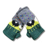 lime green and grey wool knitted wrist warmers with sheep design