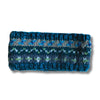 blue patterned knitted wool headband with fleece lining