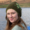 flower embroidered wool beanie hat