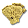 mustard yellow hand knitted convertible mittens