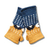 mustard and navy sheep wool gloves