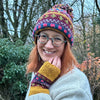 colourful wool bobble hat from Nepal with matching gloves