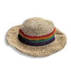 natural hemp sun hat with rainbow stripes