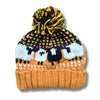 yellow wool sheep beanie hat with black sheep