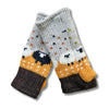 ochre hand knitted wool sheep fingerless gloves
