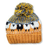 ochre yellow wool sheep bobble hat