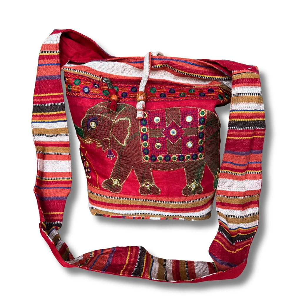 orange elephant design Indian shoulder bag