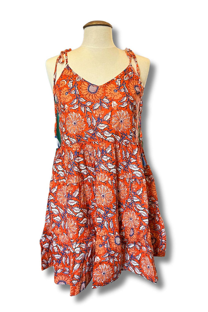 Sea Green Block Butta Print Short Dress main image 0