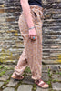 orange block print cotton trousers