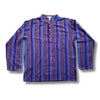 purple multi striped cotton grandad shirt
