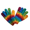 hand knitted rainbow wool gloves