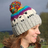 handknitted rainbow sheep design hat