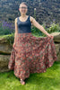 floral red maxi block print skirt