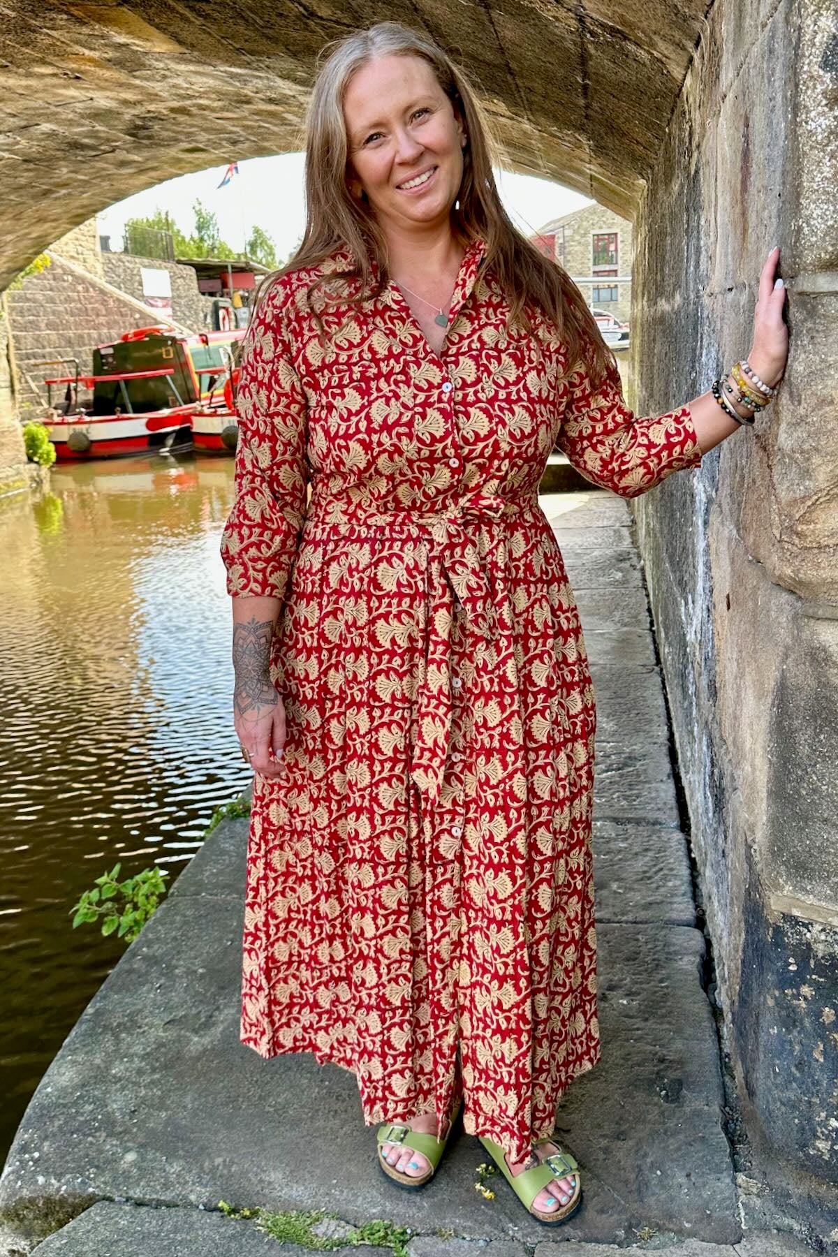 MSLG Women's 2024 Fit & Flare Dress – Vintage Floral Print A-Line With Pockets – Knee-Length