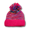 red rainbow wool bobble hat