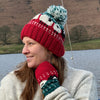 red wool sheep wristwarmer gloves