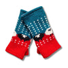 scarlet and teal sheep design 
fingerless gloves