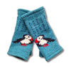 aqua blue wool puffin wrist warmers